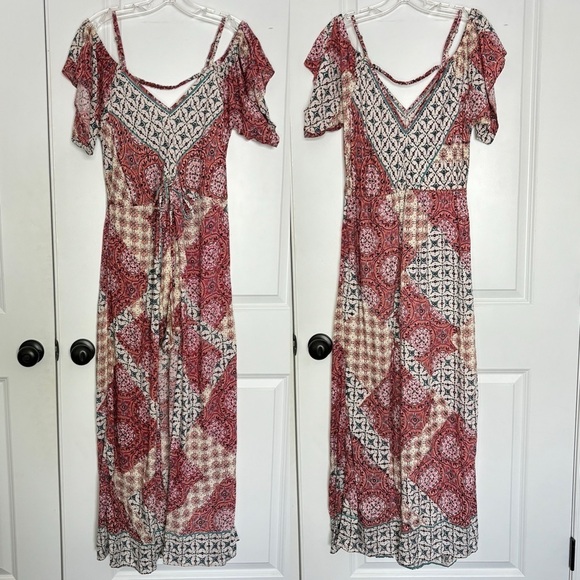 NWT South Moon Under Abbeline Off Shoulder Drawstring Romper Dress Boho Rust M - Picture 1 of 12